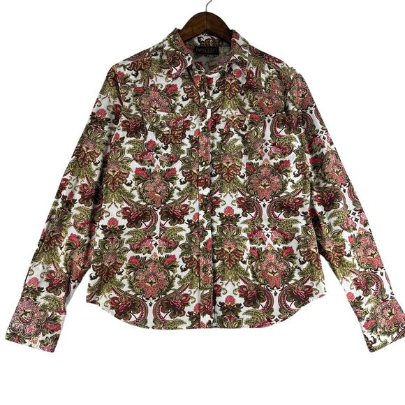 Ariat Pearl Snap Shirt Paisley Multicolor Womens Size M Cotton Western EUC - Picture 1 of 9